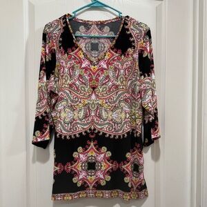 Elegant Black and Pink Paisley Dress